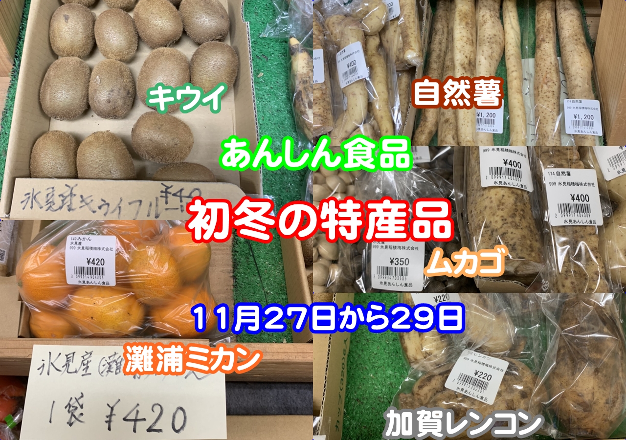 最新版・氷見あんしん食品お勧めラインナップ（11月27日から11月29日）GOTOトラベル地域クーポン券対応可